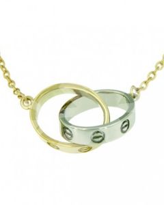 Symbol necklace 'Two ovals' 14ct bicolor gold