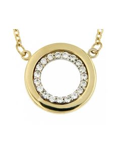 Symbol necklace 'Inner circle' 14ct bicolor gold with zirconia stones