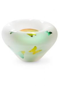Frosted glass tea light mini urn 'Butterflies' in several colours