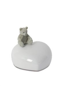 Fibreglass cremation ashes keepsake urn 'Teddy bear on heart'