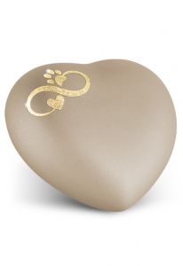 Heart pet urn with pawprints in several colours and sizes