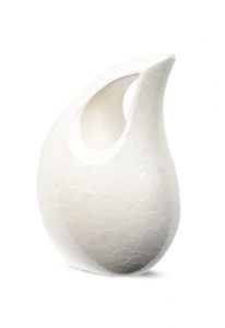 White teardrop cremation urn for ashes