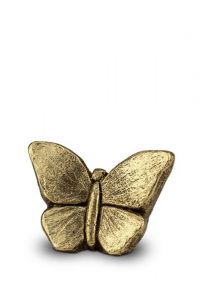 Ceramic art keepsake urn for ashes Butterfly | gold colour