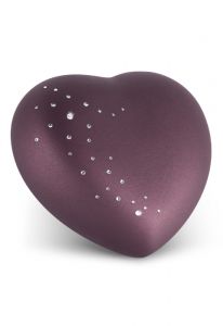 Heart keepsake urn for ashes with Crystals in several colours and sizes