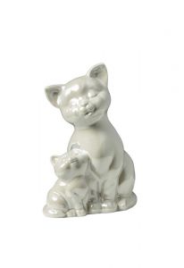 Cat urn glossy white