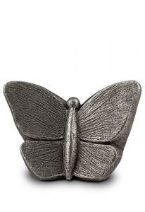Small ceramic art urn for ashes Butterfly | silver grey