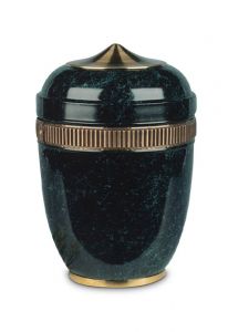 Dark green cremation urn made from steel