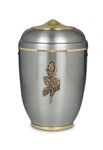 Grey steel cremation ashes urn 'Rose'