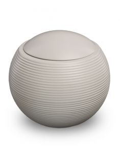 Spherical ceramic urn for ashes 'Memento' satin white