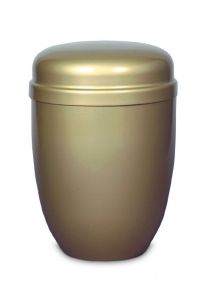 Gold coloured cremation urn made from steel