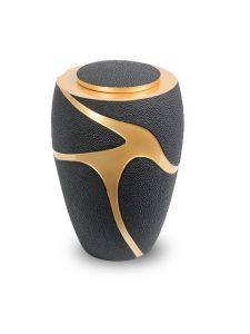 Cremation urn for ashes with black faux stingray leather