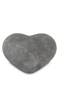 Semi-standing heart cremation urn for ashes - grey