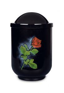 Black steel cremation ashes urn 'Red rose'