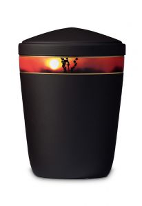 Black metal/steel funeral urn