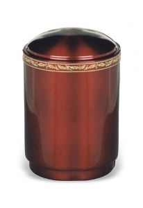 Red coloured steel ashes urn