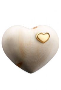 Urn for Ashes Heart natural made of pine wood