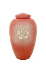 Ceramic funeral urn with a rose