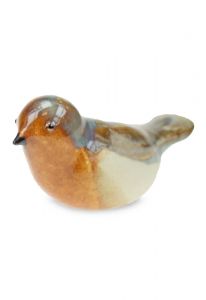 Ceramic keepsake ashes urn 'Bird' rusty brown / beige