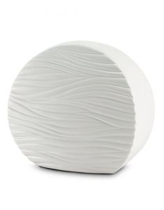 Ceramic urn for ashes Soft Waves Gloss White