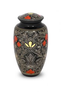 Black cremation urn for ashes made from cast brass