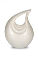 High gloss beige teardrop cremation urn for ashes