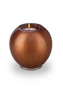 Crystal glass candle holder keepsake urn brown with crackle finish