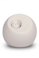 Mini porcelain urn 'Lumos' with candle holder matte white