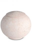 Porcelain urn for ashes 'Sfera' - Coral pink relief