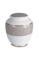 Mini cremation urn for ashes of porcelain 'Classica' | Four-leaf clovers with double gold-colored edges