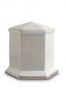 Mini cremation urn for ashes of porcelain 'Esagono' | Four-leaf clovers with double platinum edges