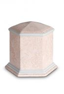 Mini cremation urn for ashes of porcelain 'Esagono' | Coral pink relief