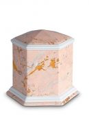 Keepsake urn of porcelain 'Esagono' | Pink marble motif