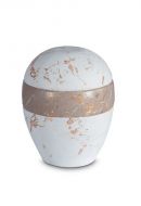 Keepsake urn of porcelain 'Planet' - White and brown marble motif