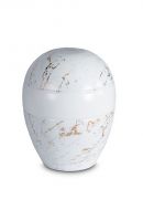 Keepsake urn of porcelain 'Planet' - Carrara marble with gold-colored veins motif
