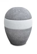 Porcelain urn for ashes 'Planet' - Belgian bluestone and ice