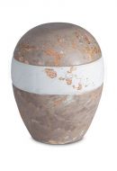 Porcelain urn for ashes 'Planet' - Brown and white marble motif