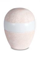 Porcelain urn for ashes 'Planet' - Coral pink relief