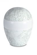 Porcelain urn for ashes 'Planet' - Marine water relief - green