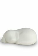 Pet cremation ashes urn 'Lying dog' white