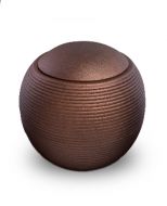 Small spherical ceramic urn for ashes 'Memento' satin bronze
