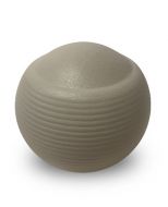 Small spherical ceramic urn for ashes 'Memento' satin cream