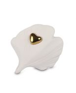 Shell shaped cremation ashes mini urn with golden heart