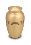 Brass cremation urn for ashes with stripes 