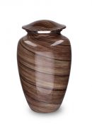 Aluminium cremation urn for ashes 'Elegance' wood look