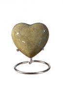 Small heart ashes urn 'Elegance' with beige nature stone look (stand included)