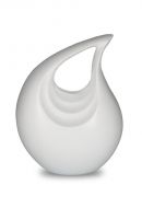 White teardrop cremation urn for ashes