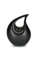 Small black teardrop cremation urn for ashes