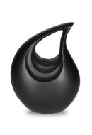 Black teardrop cremation urn for ashes