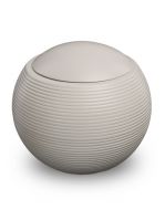 Spherical ceramic urn for ashes 'Memento' satin white
