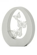 Stainless steel cremation urn for ashes 'Oval butterflies'